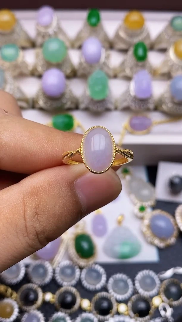 翡翠戒指银S925镶嵌/0015