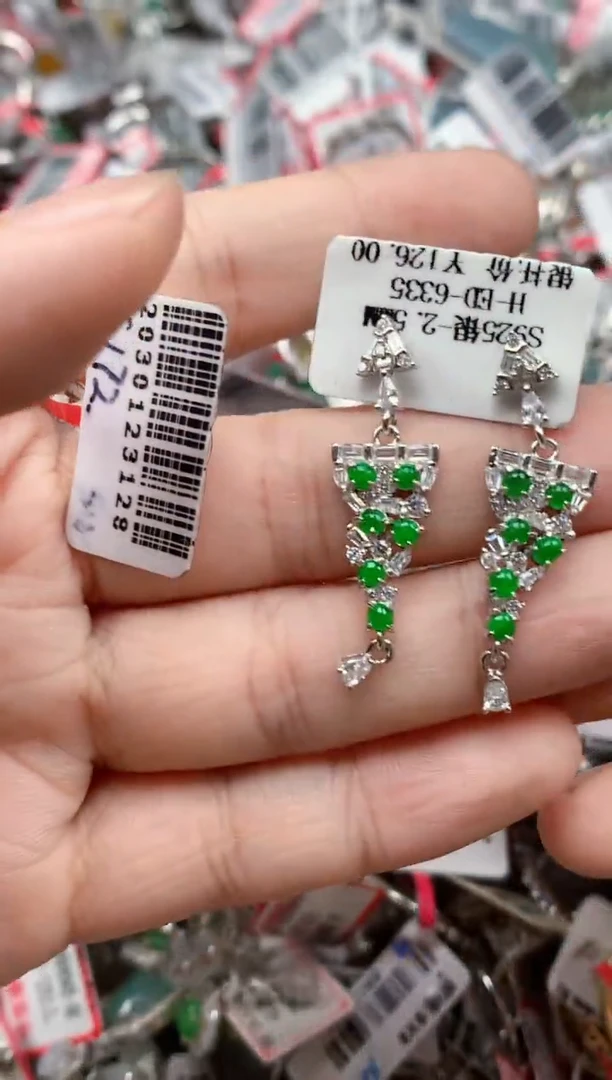 银S925镶嵌戒指翡翠天然A货缅甸翡翠