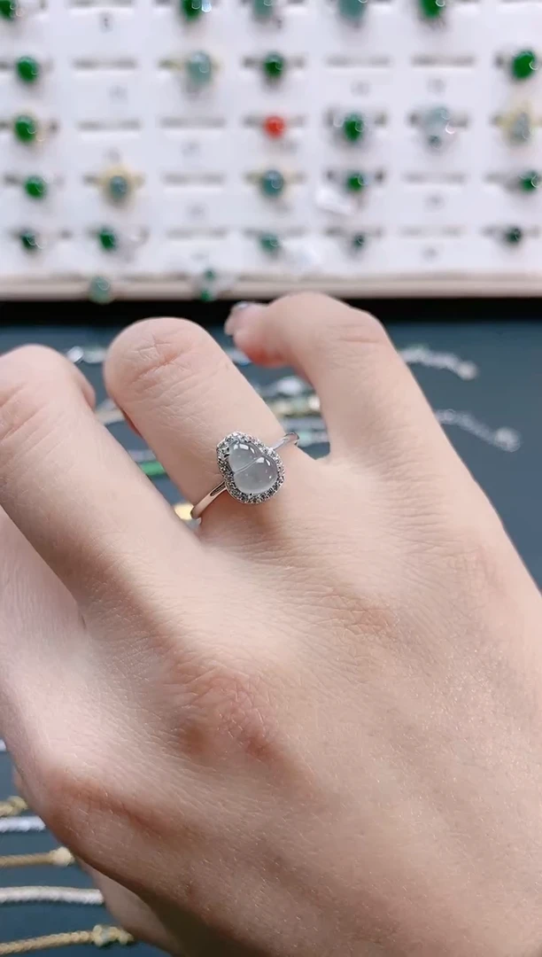 【闪购商品】翡翠戒指银S925镶嵌天然翡翠