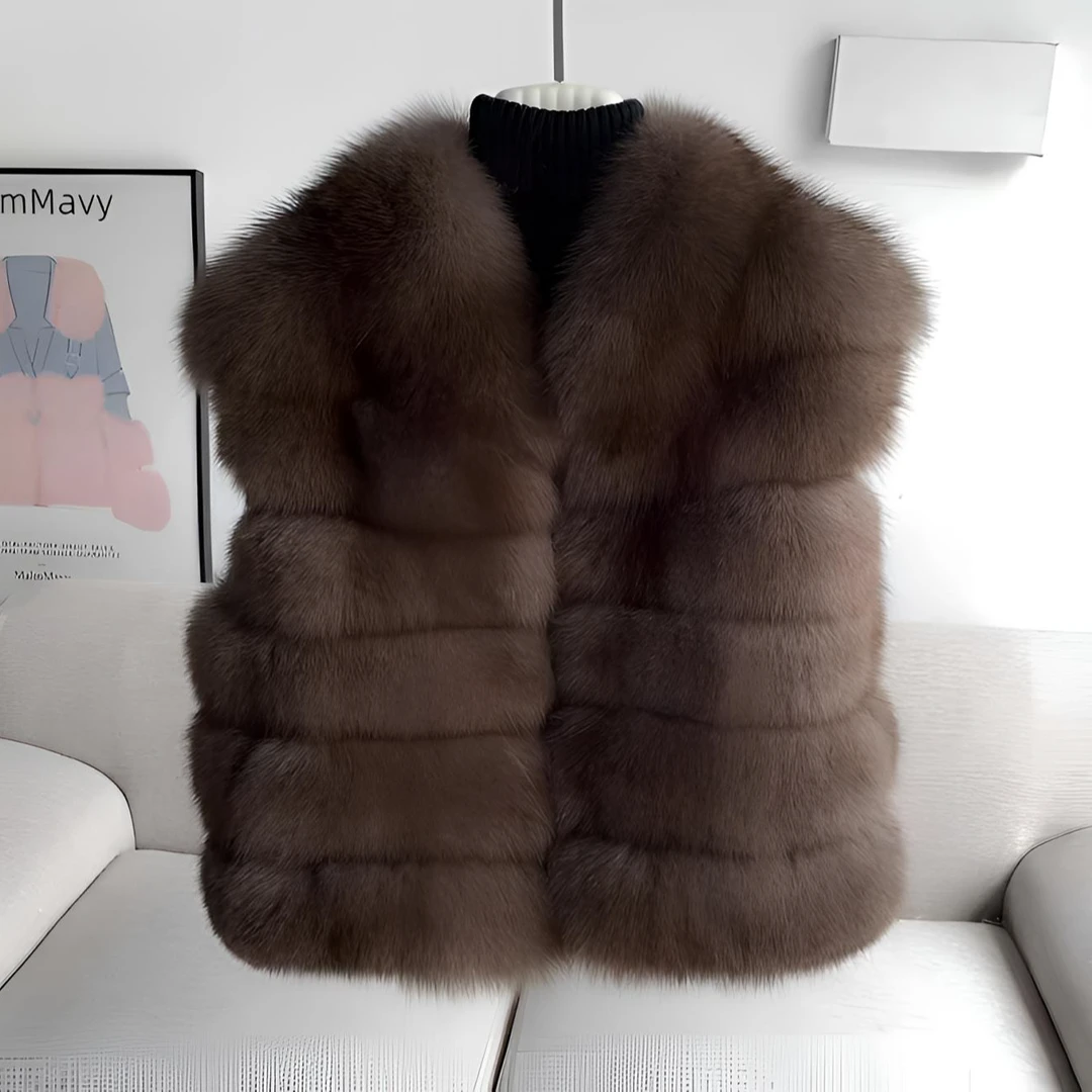 【柏林热吻】新款狐狸毛马甲告白气球爆款横排狐狸毛整皮