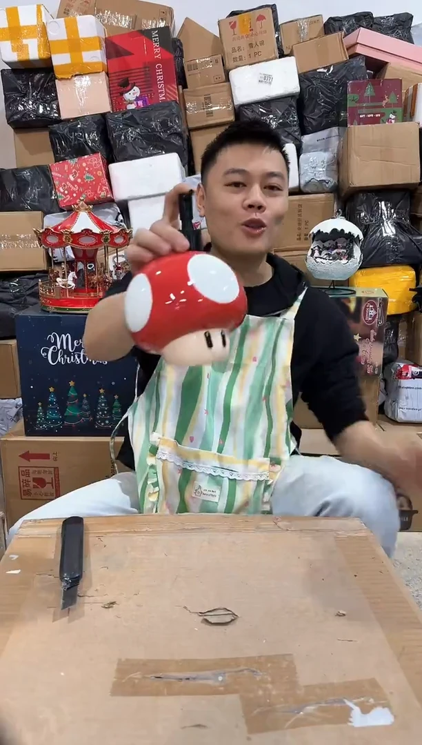 瓷片蘑菇按压瓶