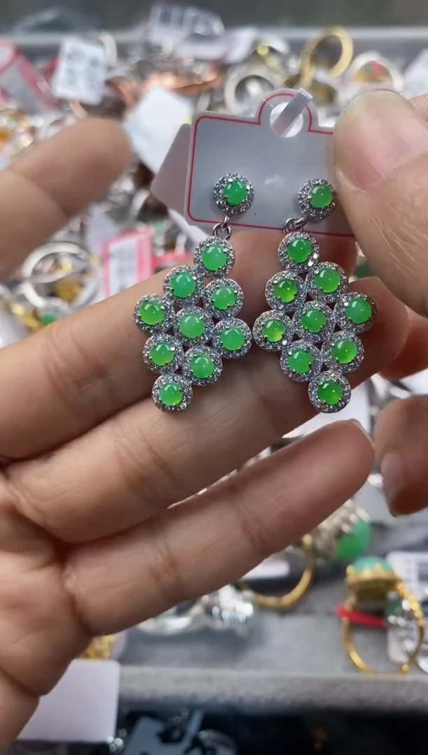 银S925镶嵌戒指翡翠555---6