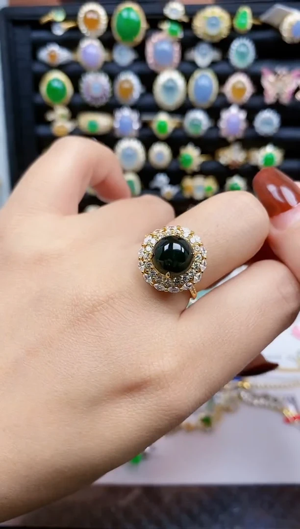 银S925镶嵌戒指翡翠38