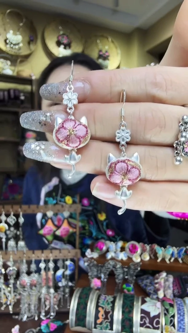 刺绣非遗刺绣民族风耳环