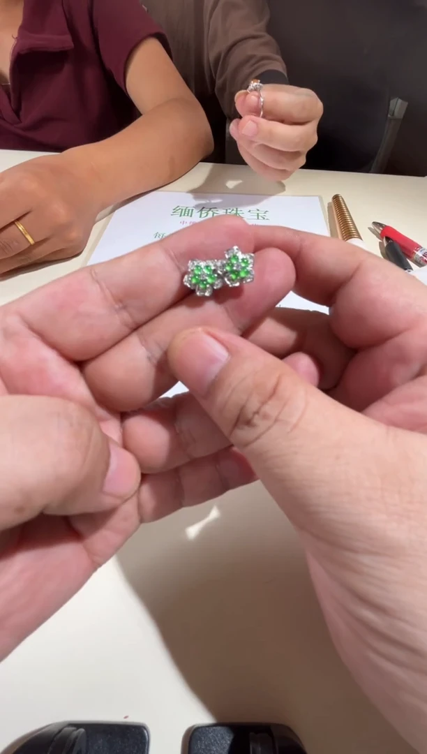 翡翠银S925镶嵌耳饰多人