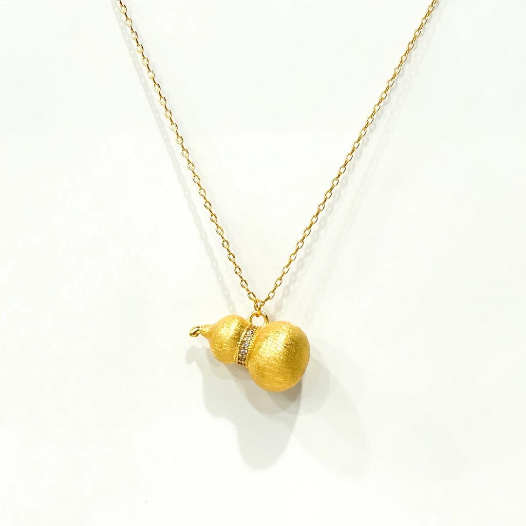 铜合金项链  4198西洋中古风 vintage复古金色拉丝葫芦项链