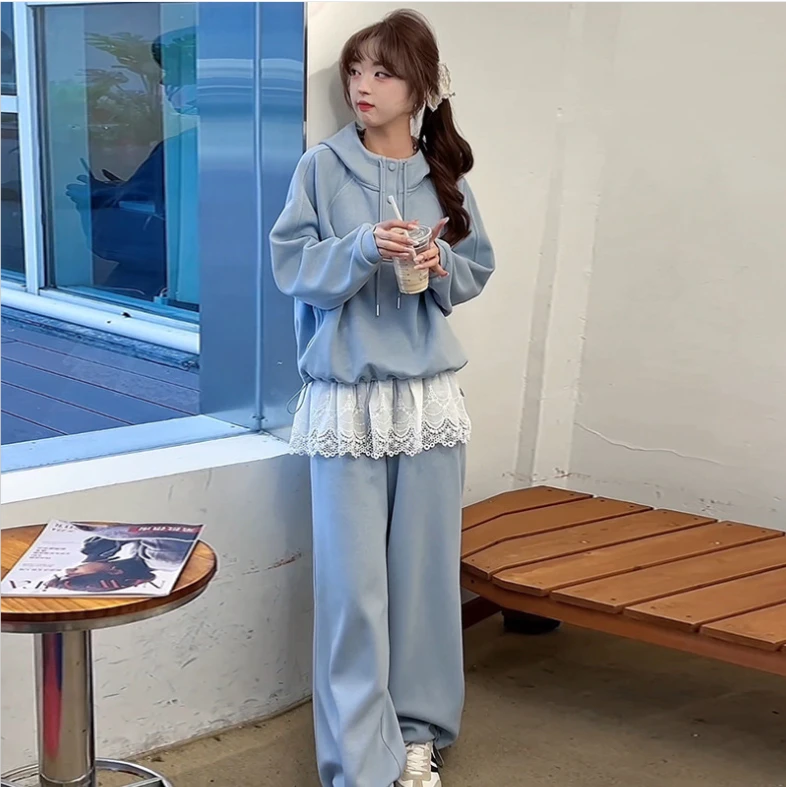 秋季新款加绒休闲运动套装女显瘦洋气减龄高端冬天女卫衣套装女士