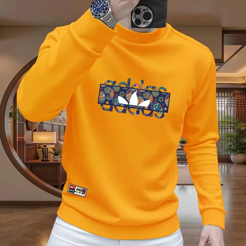 【奥莱专区】港风高街复古运动圆领卫衣秋冬加绒加厚保暖卫衣男