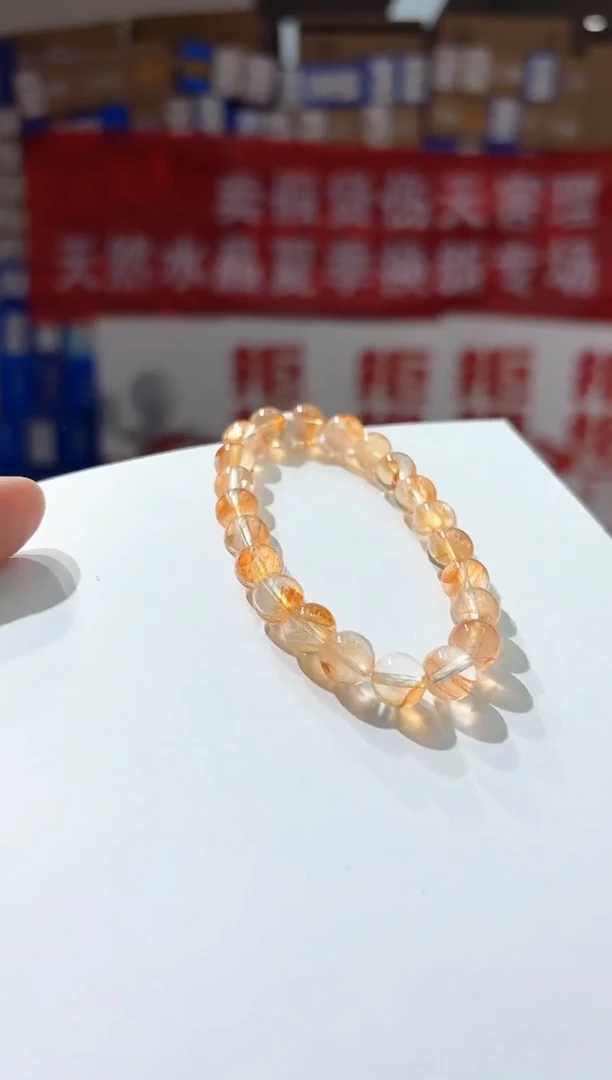 水晶手串未镶嵌XL2758芬达凤羽胶花8+多样性发一