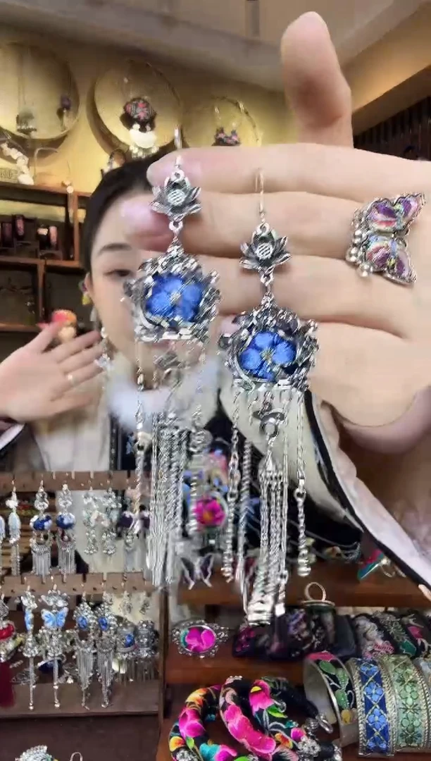 刺绣非遗刺绣民族风耳环