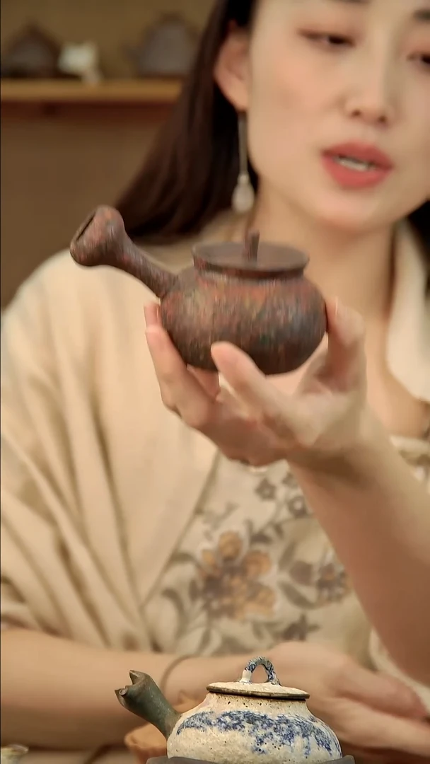 言野手作 岩矿侧把壶