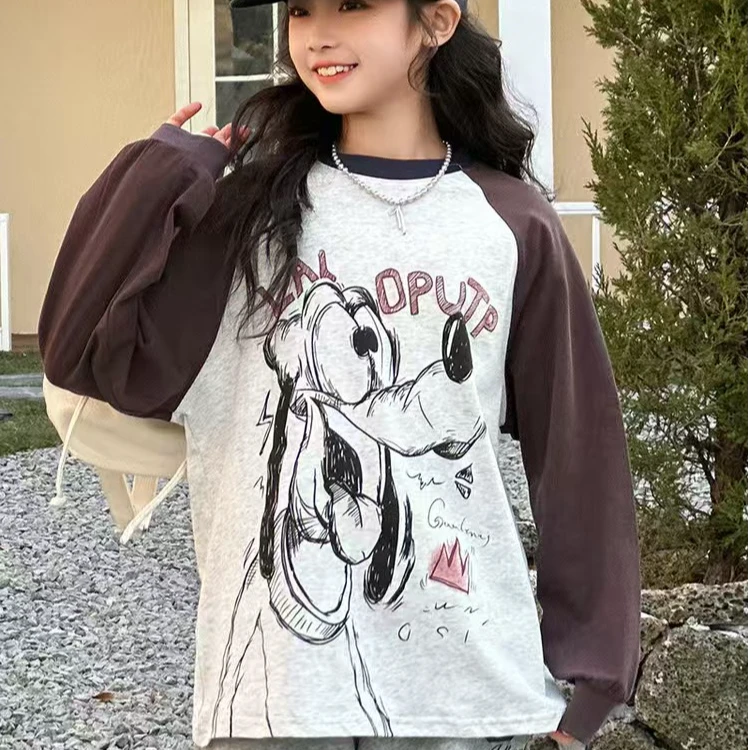 251TS02秋季女童休闲插肩袖卫衣打底