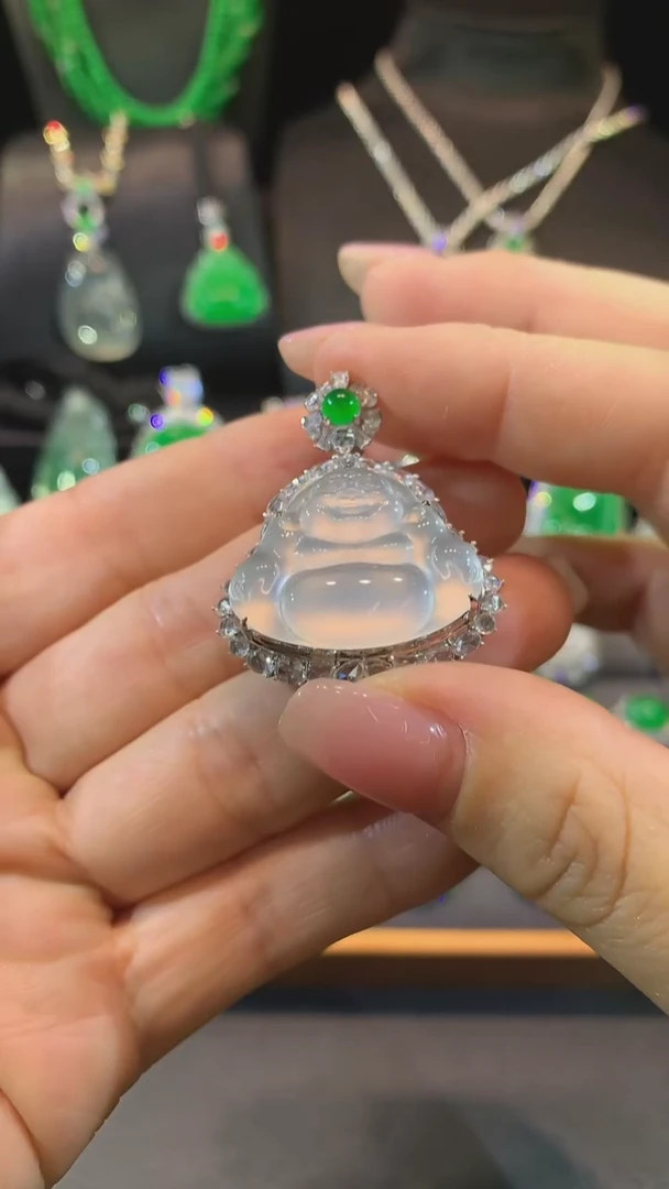 翡翠18K金镶嵌吊坠(不含链)吊坠