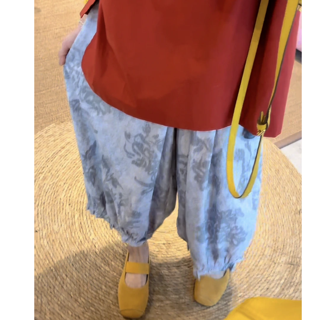 李豆儿 小众设计 欧货水墨画灯笼裤子
