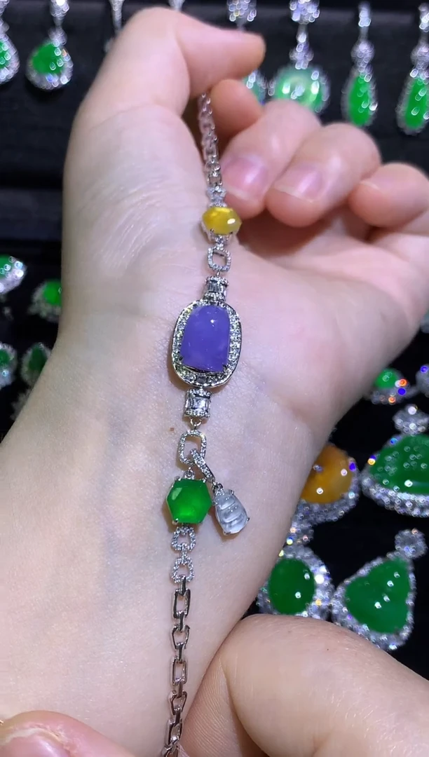 18K金镶嵌手链翡翠紫罗兰手链