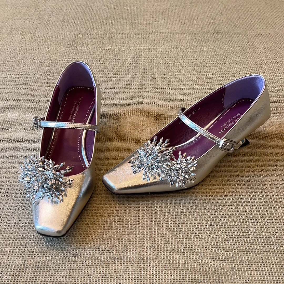 RubyL/5cm小众设计感时尚气质一字扣带方头异形跟玛丽珍单鞋女款