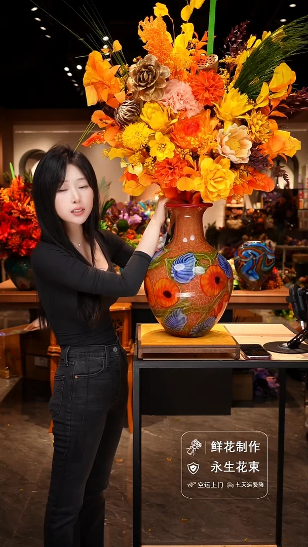 手工艺品琉璃手工花器花束空运包邮送货上门-以图片为准