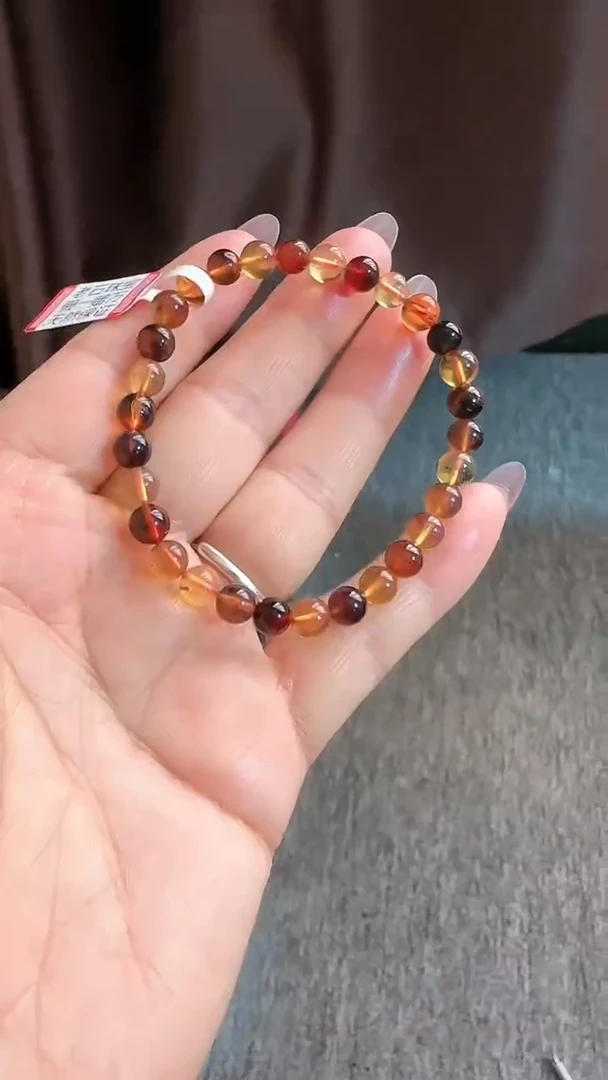 【闪购商品】琥珀手链未镶嵌规格6微瑕多宝手串#3