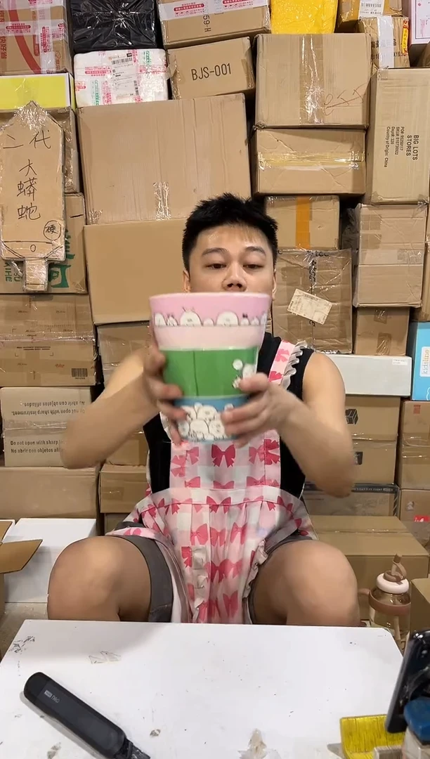 瓷片角落生物大小碗3件套