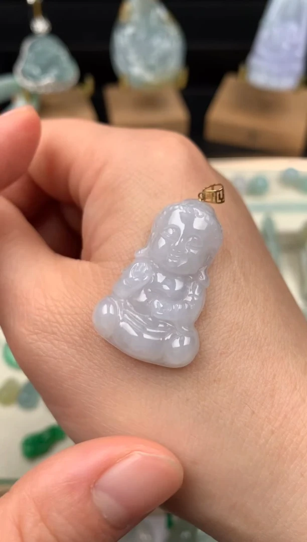 吊坠(不含链)18K金镶嵌翡翠吊坠