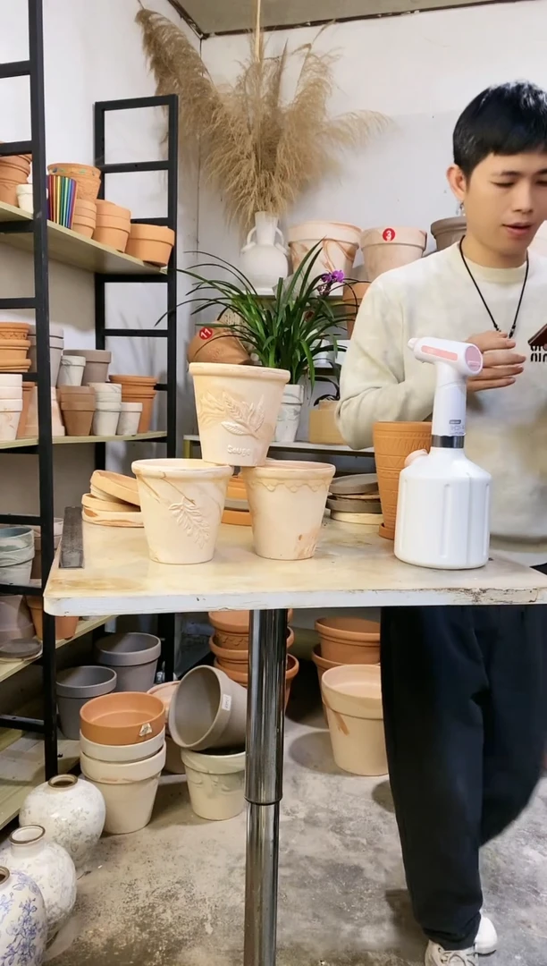 【闪购商品】陶13*13玛奇朵浮雕 3盆无托