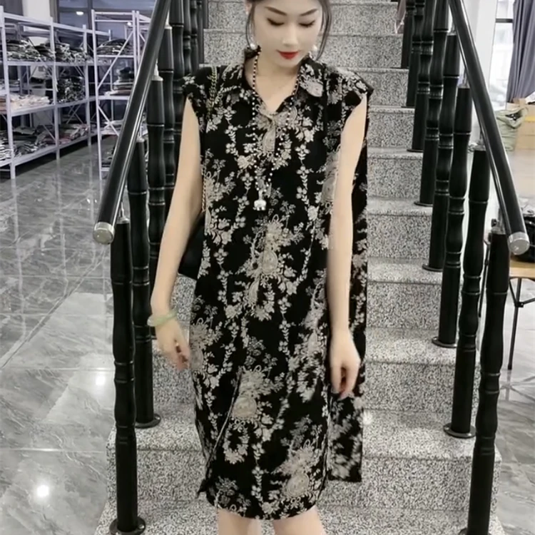 191#B夏季新款时尚连衣裙女设计感波点撞色慵懒风显瘦宽松衬衫裙