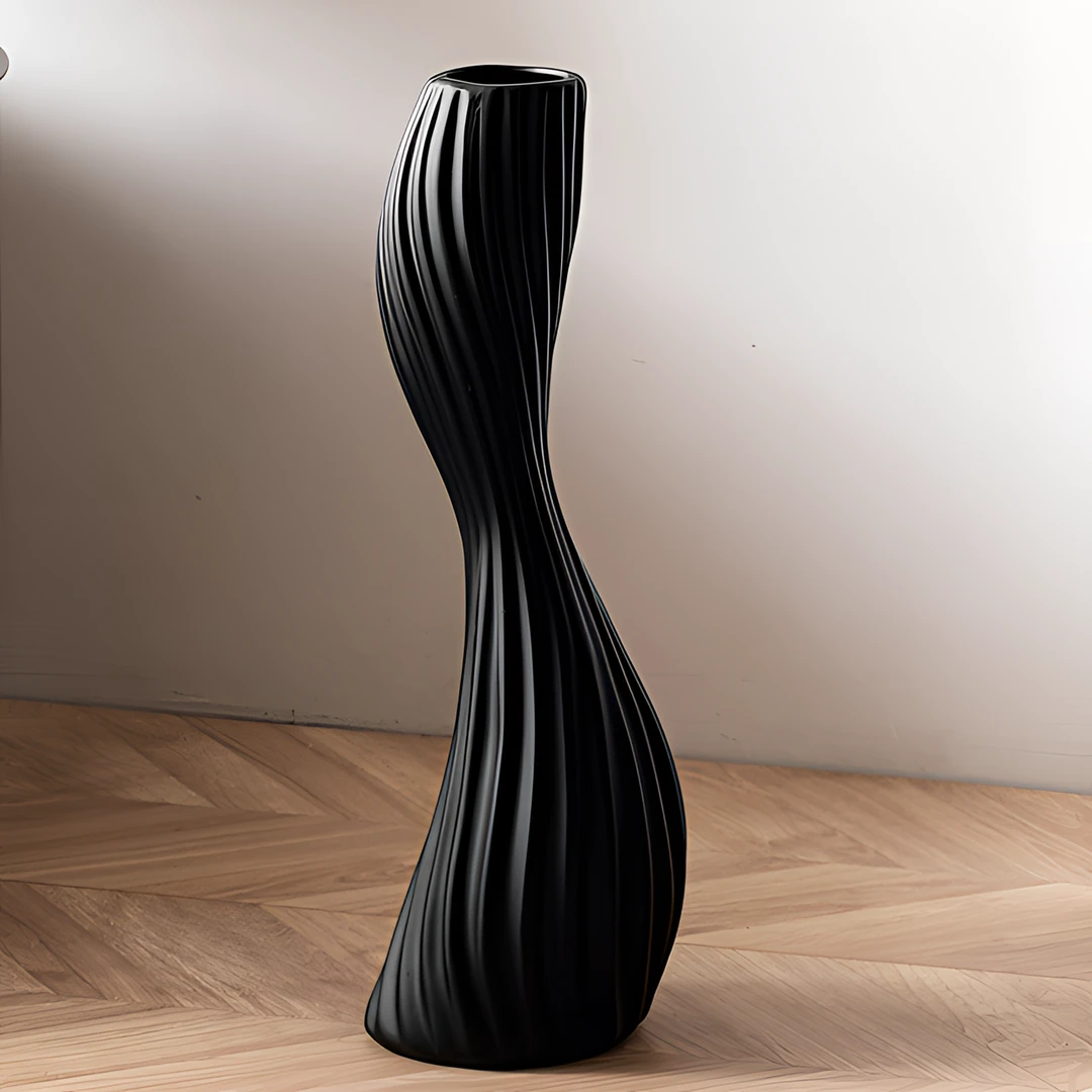 小蛮腰造型陶瓷花瓶北欧家居摆件简约高级感花器插花瓶网红