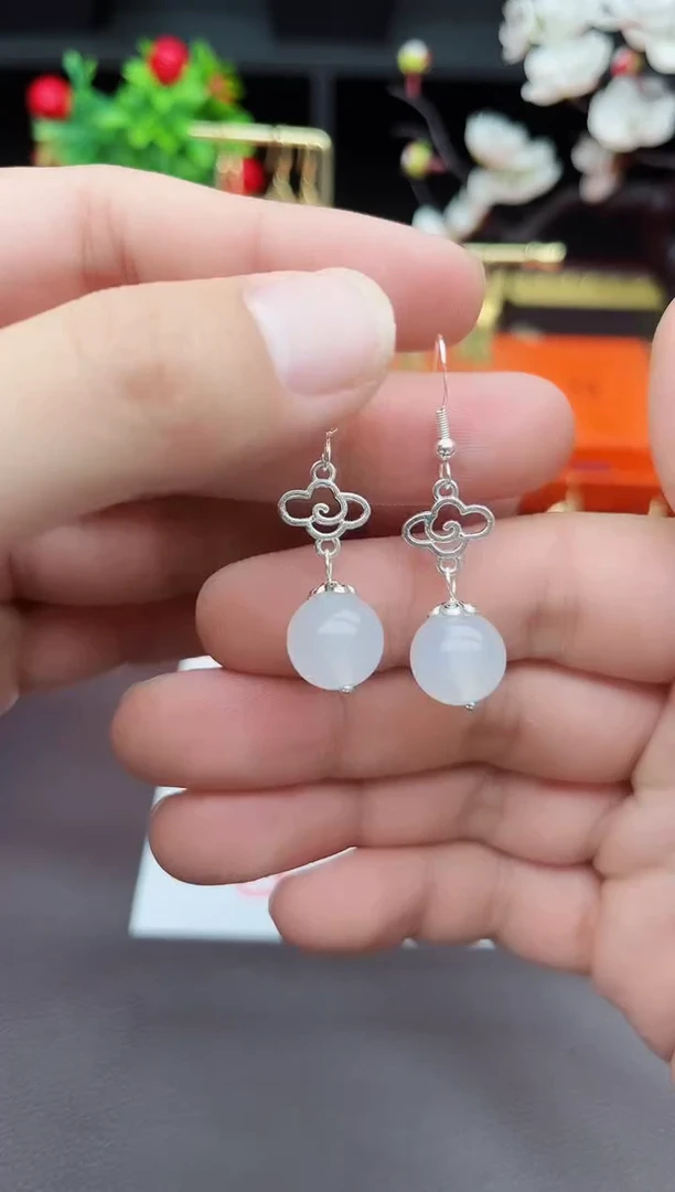 玛瑙/玉髓耳饰银S925镶嵌101000