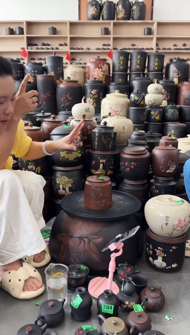 罐瑕疵 堆雕松针 锤纹茶叶罐 766