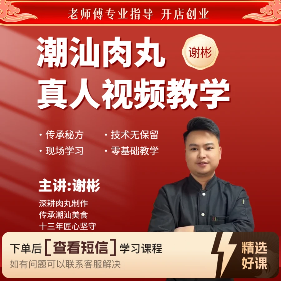 潮汕肉丸全系列制作教程（12套）（留意短信解锁课程）