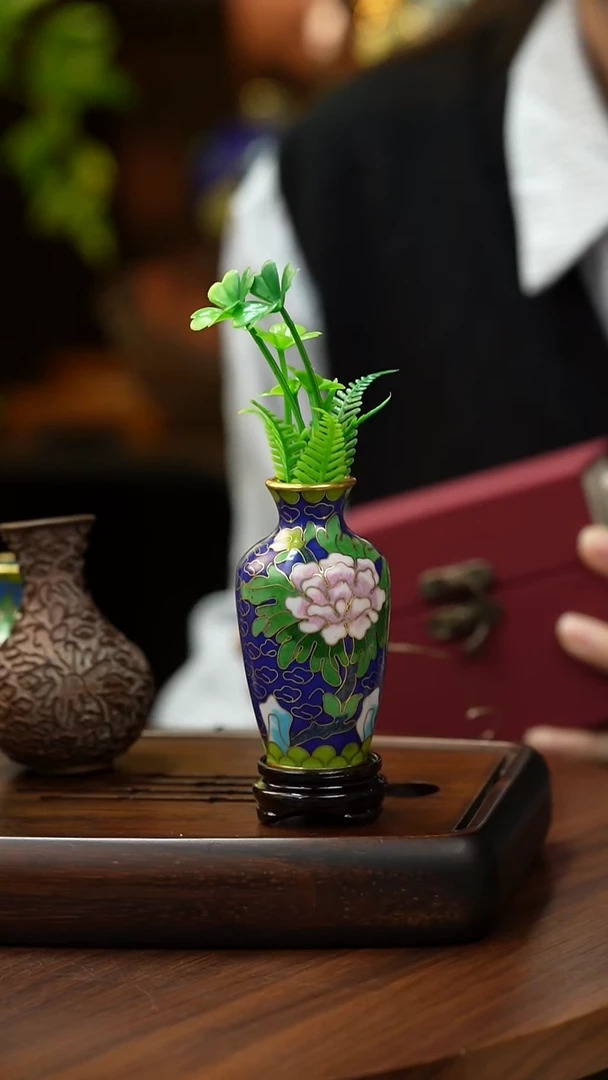 手工艺品琉璃景泰蓝紫铜花瓶