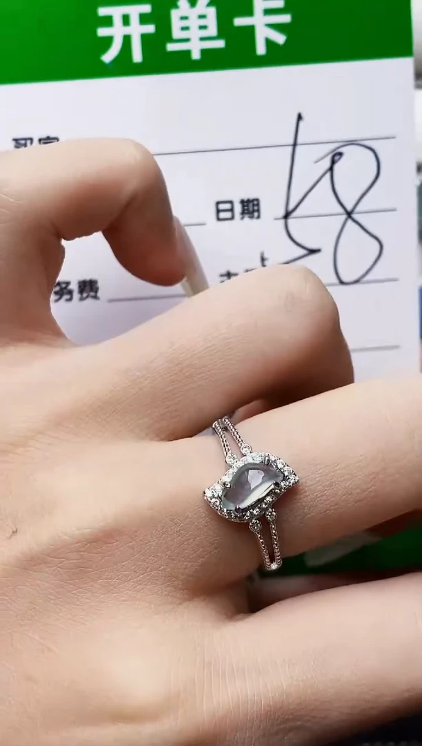银S925镶嵌戒指翡翠3074