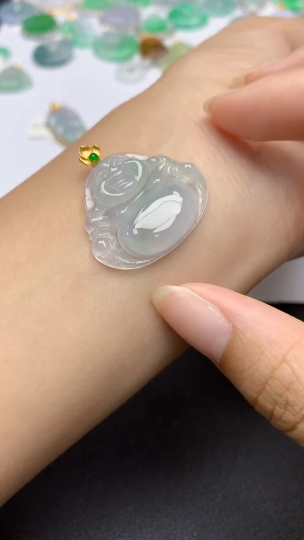 翡翠18K金镶嵌颈饰天然缅甸a货翡翠百元以上9元证书费自理