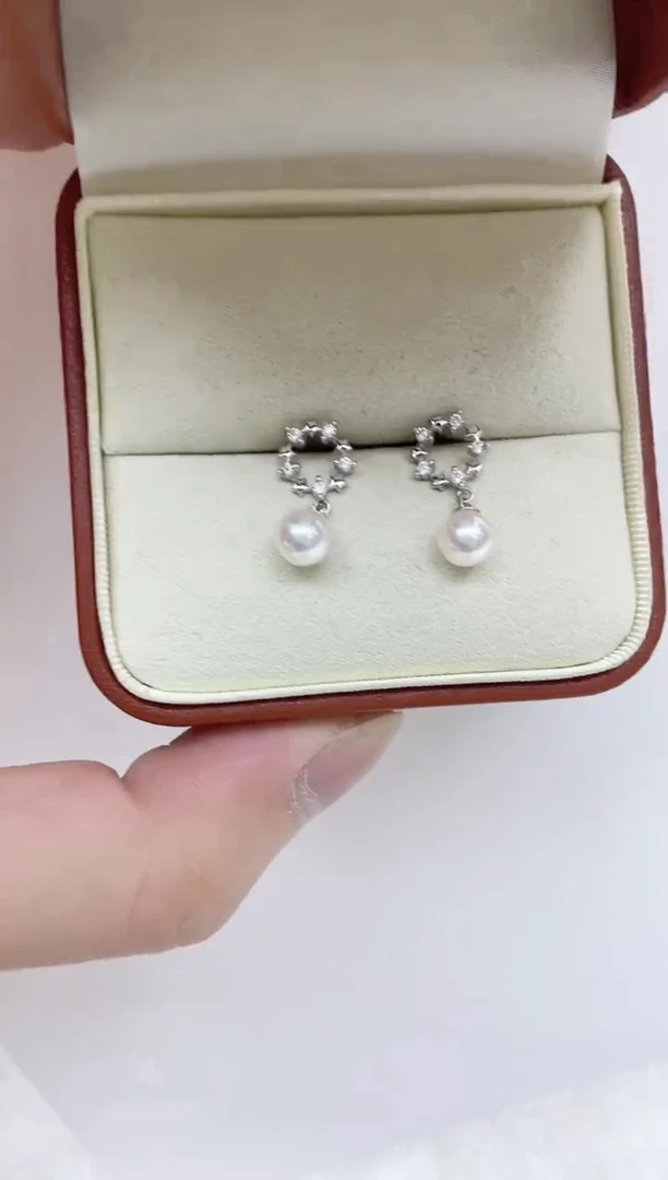 银S925镶嵌海水珍珠耳饰海水珍珠耳饰