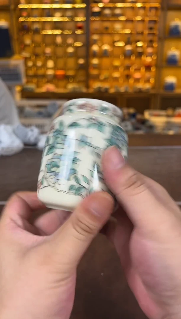 瓷片鸣盏居11111111山茶花茶叶罐