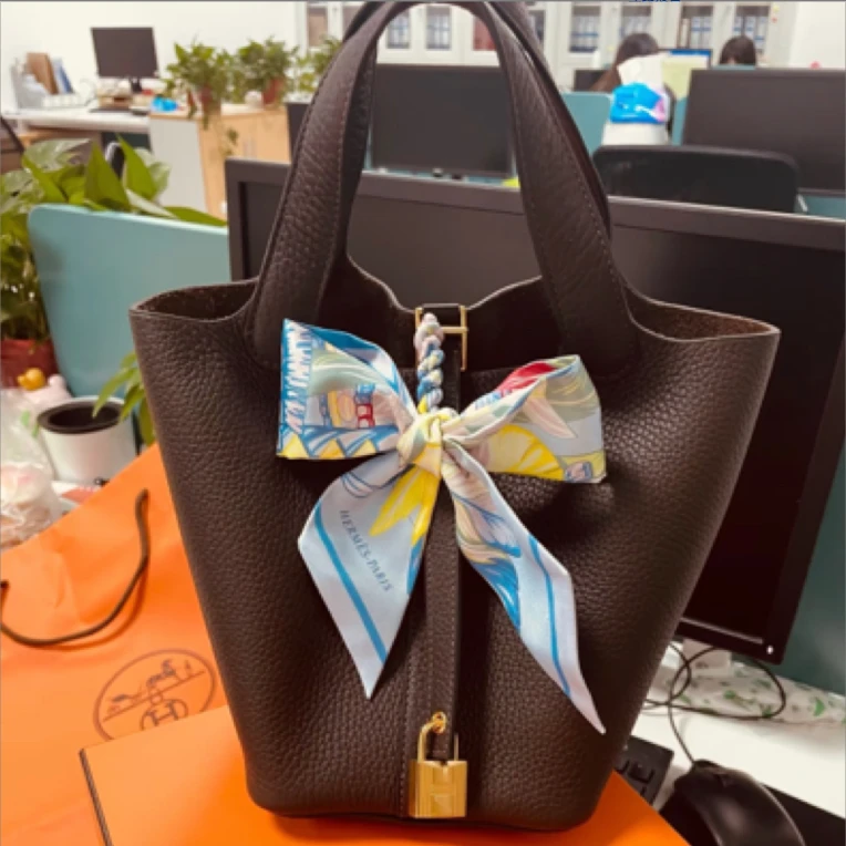 99新 Hermes/爱马仕 菜篮子18乌木色金扣u手提包