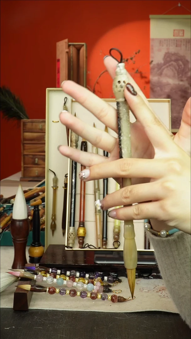 159号闪孤品高货毛笔链接 清水试笔 蘸墨不退