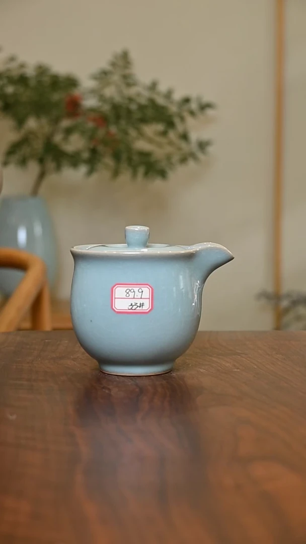 33#手抓壶 天青 微瑕 朱家汝窑款