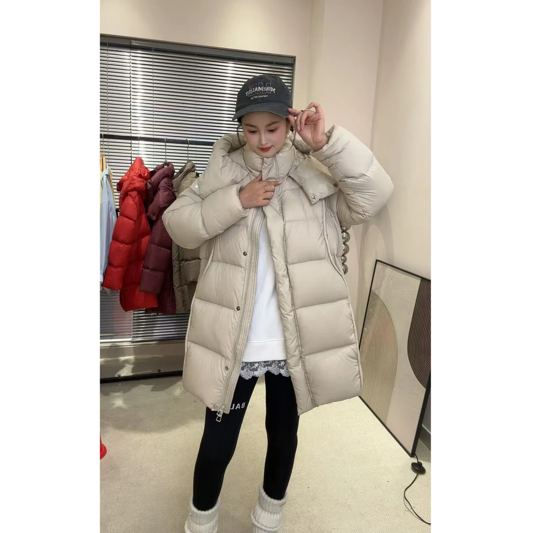 零下30°极寒泡芙90白鹅绒时尚百搭连帽中长款外套3