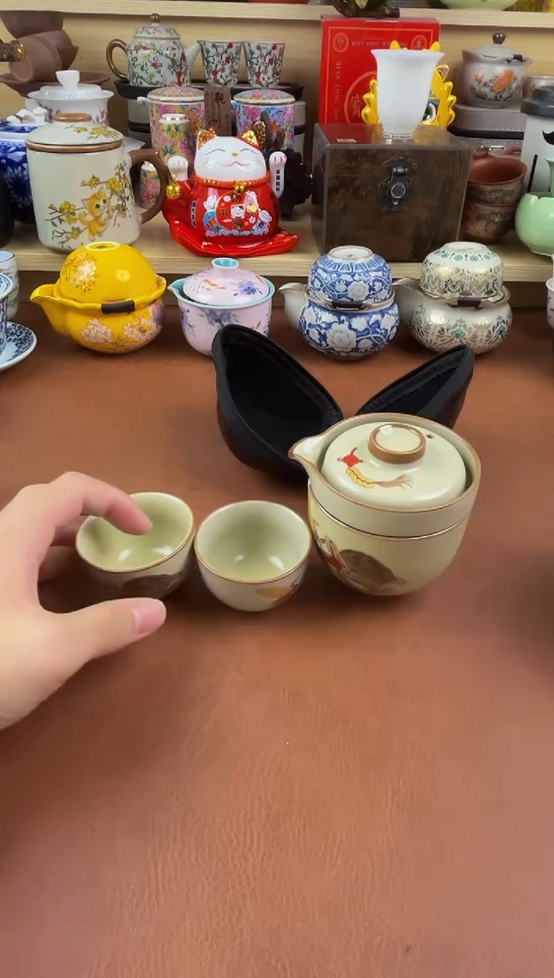 陶瓷茶具摆件旅行套组