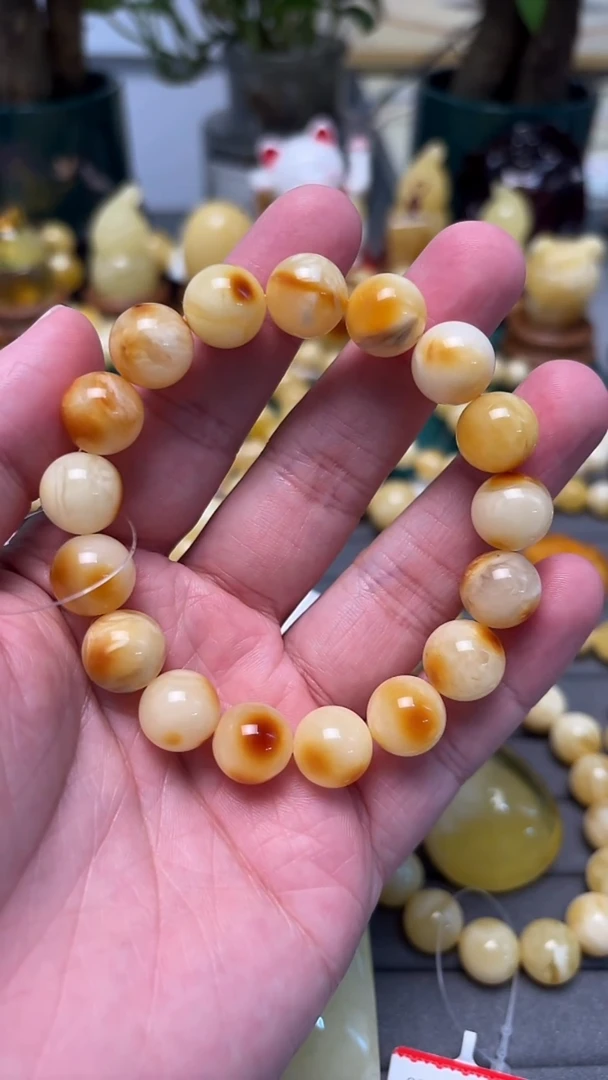 手串蜜蜡未镶嵌p47沁色花蜡手串 16.83克 12mm