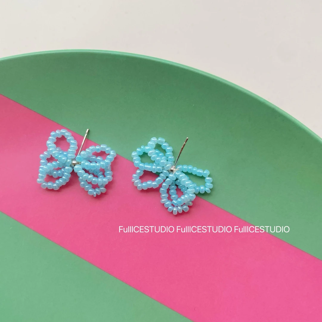 合金耳饰 FULLICESTUDIO星光织梦手作花甜美小清新设计感耳钉耳夹