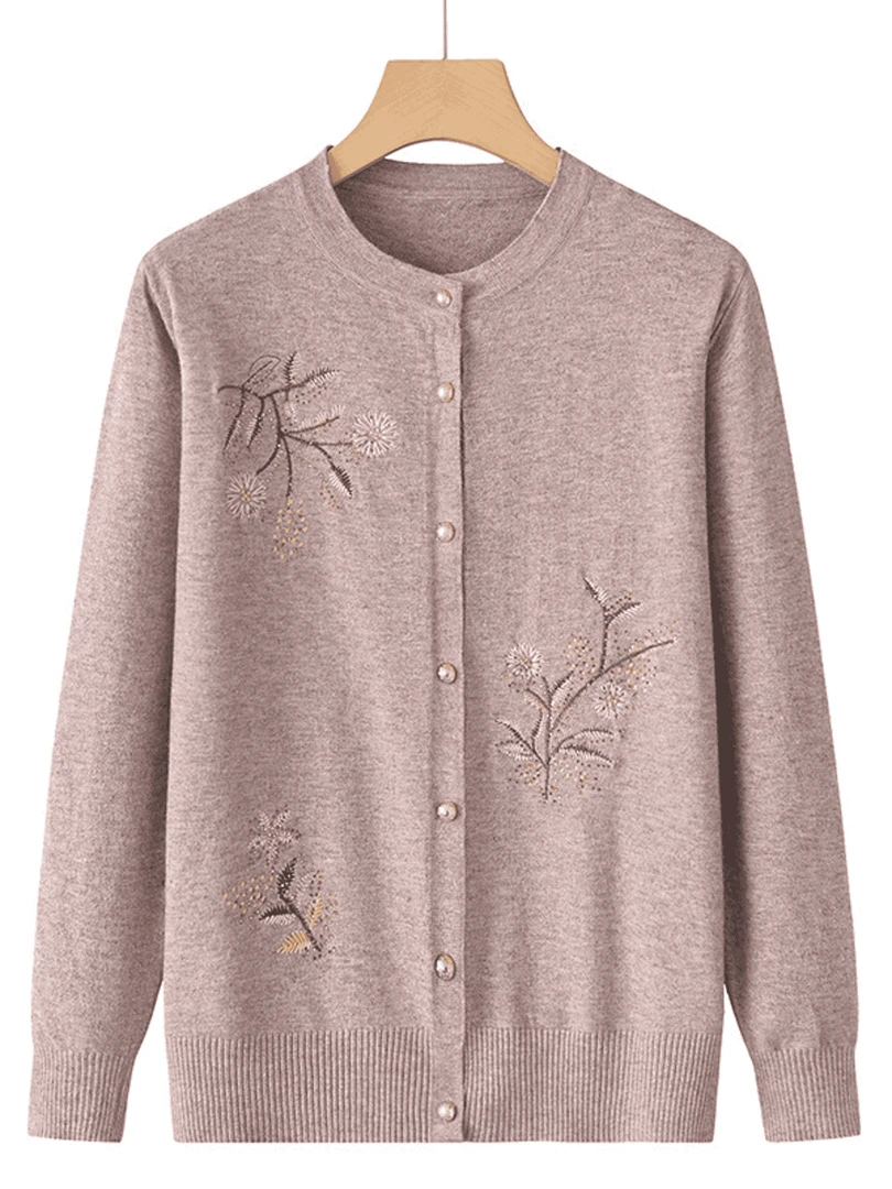 老年人春秋新款针织薄款外套女妈妈春装毛衣老太太开衫奶奶装衣服