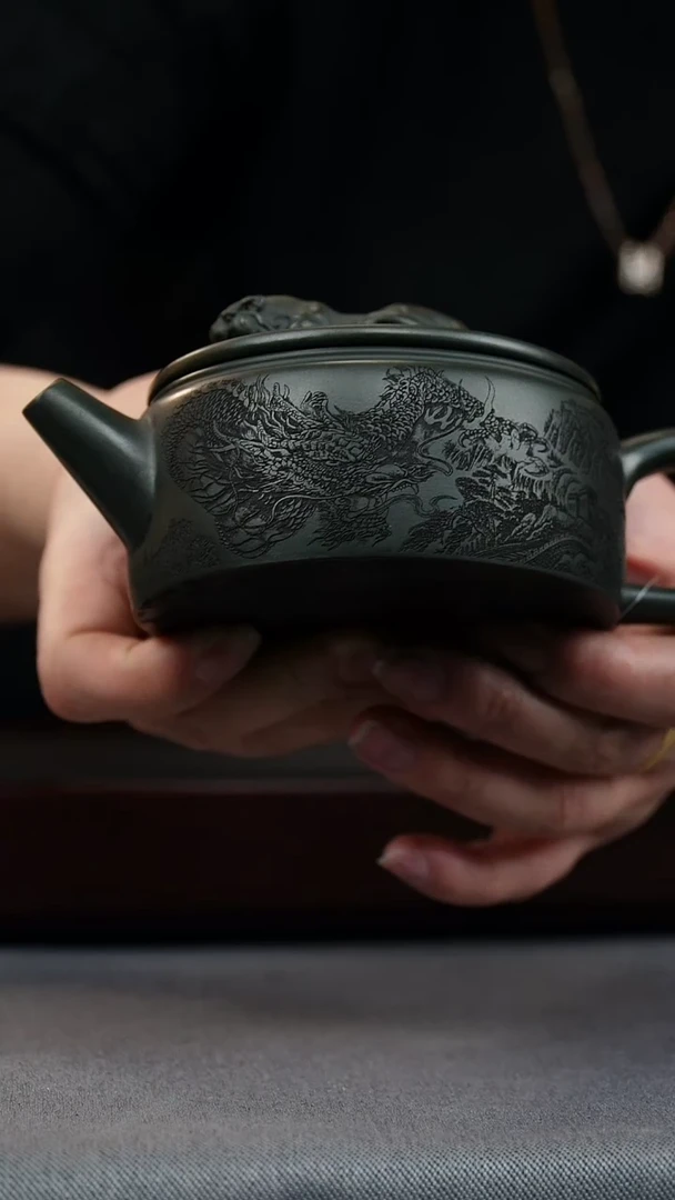 【闪购商品】紫砂茶壶绿泥 汉瓦 卧虎藏龙