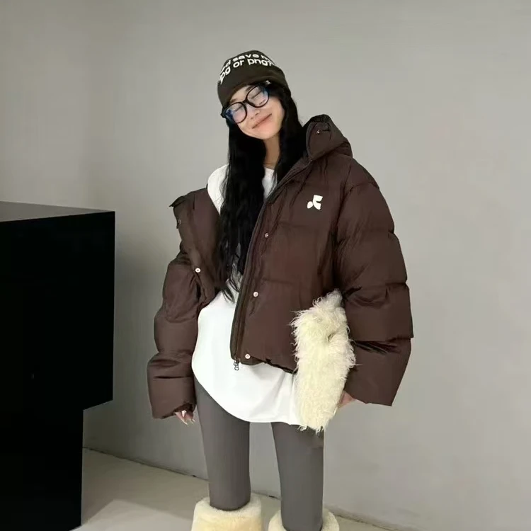 韩国潮牌刺绣款BF休闲宽松短款羽绒服