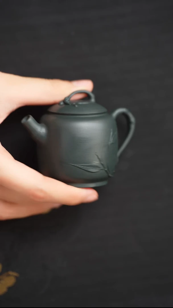 茶壶紫砂墨绿泥竹趣100cc