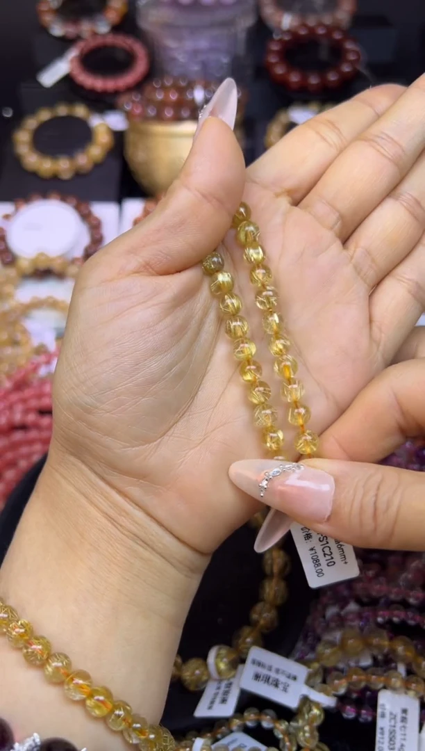 未镶嵌手串水晶小**学金发晶6.6mm