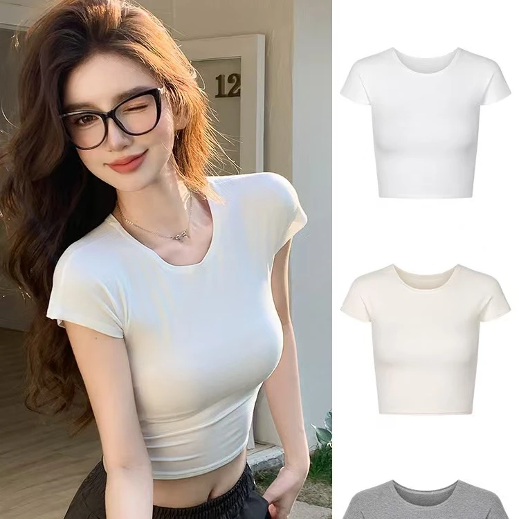 打底显瘦外穿短袖辣妹露脐修身夏季百搭短款