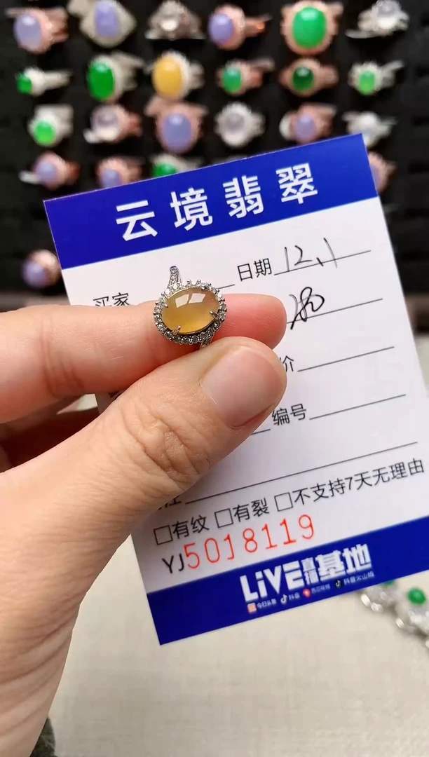 银S925镶嵌戒指翡翠8119