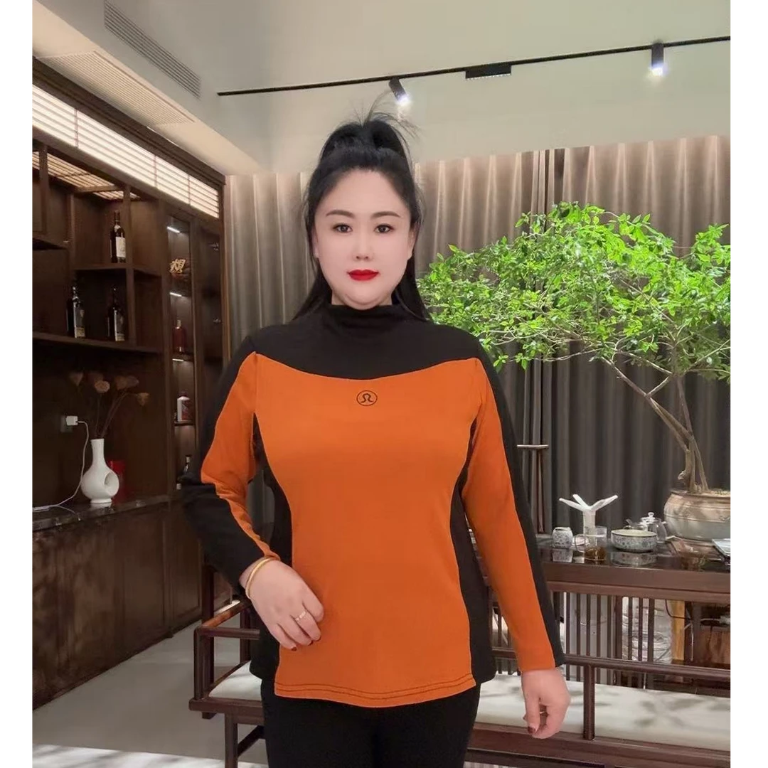 2025新款时尚洋气半高领撞色拼接轻熟风修身显瘦上衣